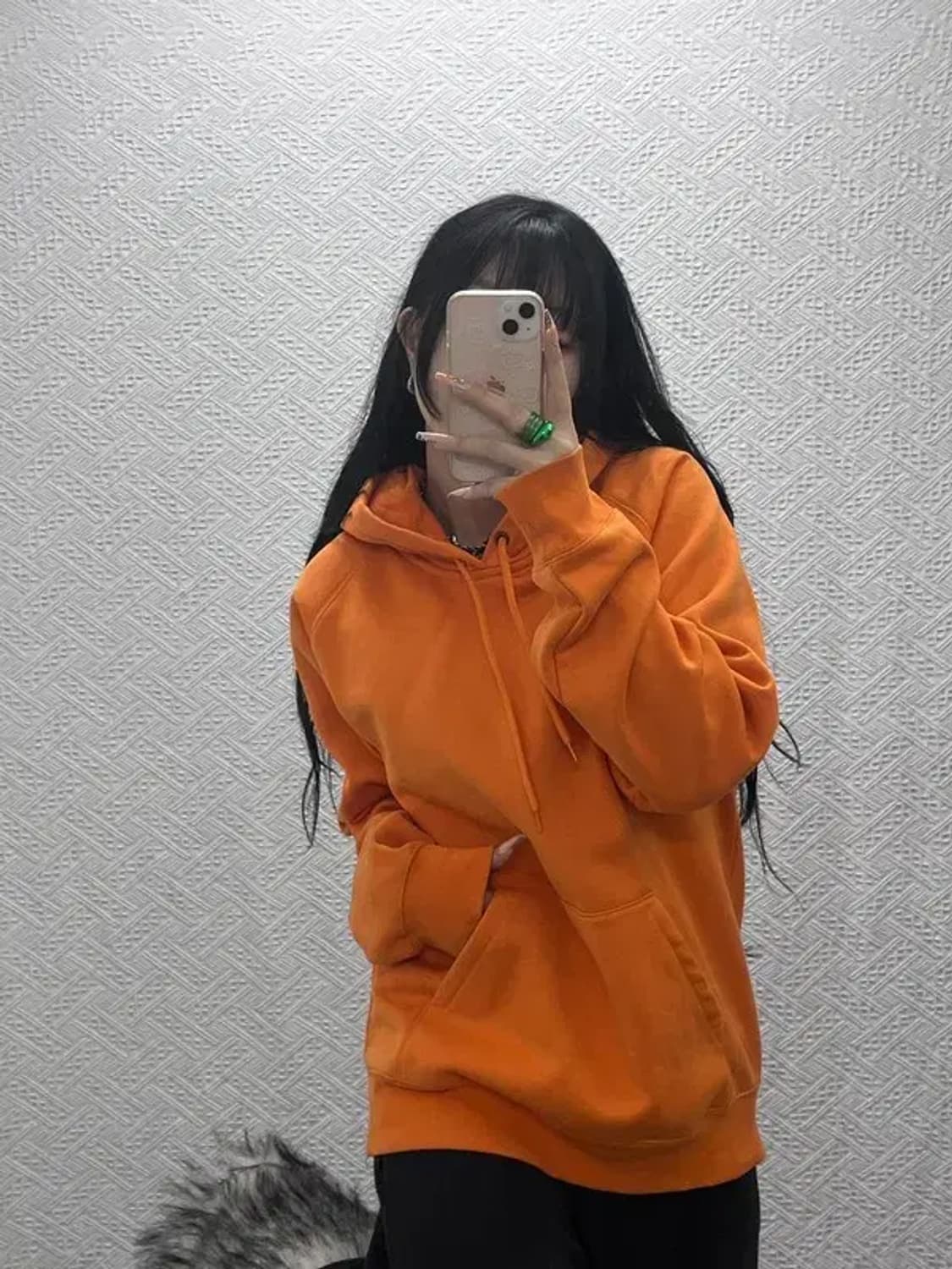 칼하트 Y2K 레트로 오렌지 약기모 후드티 L C08229 상품이미지2