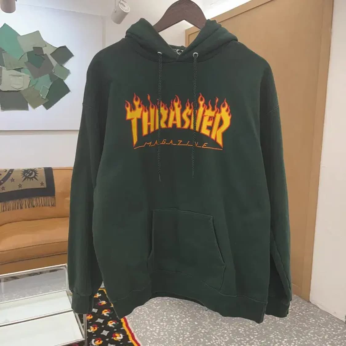 트레셔 스트릿 불꽃로고 딥그린 약기모 후드티 M C08230 상품이미지3