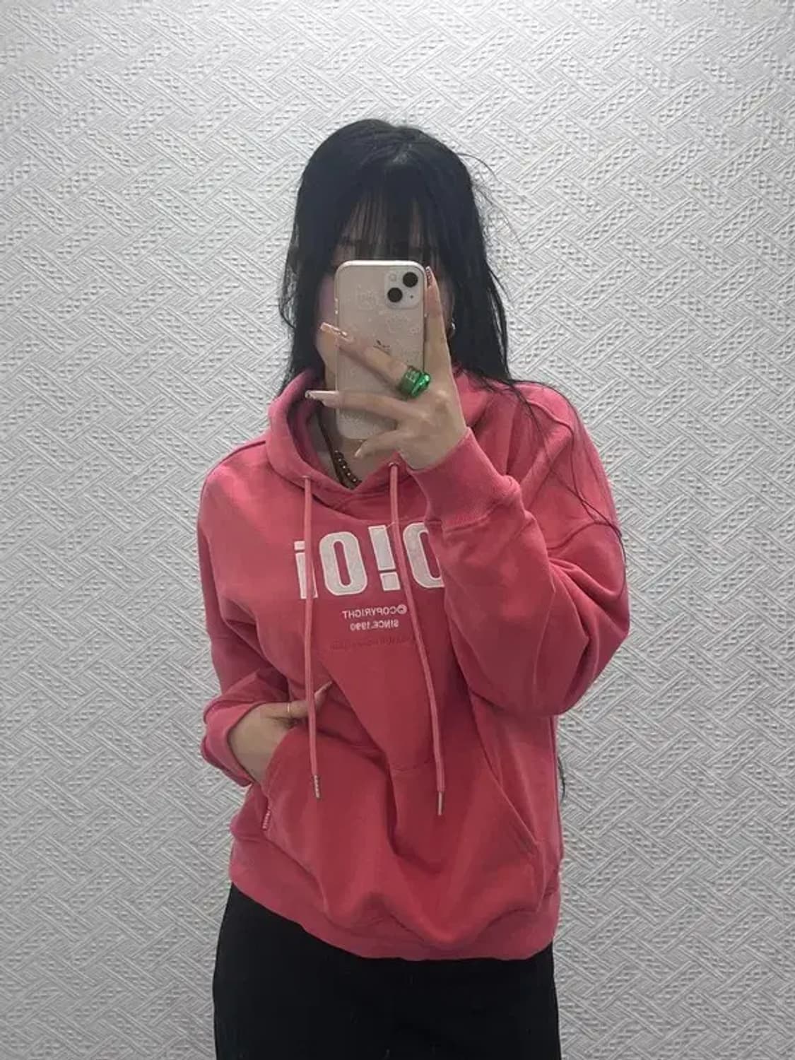 OIOI 오아이오아이 빈티지 Y2K 코랄핑크 후드티 S C08239 상품이미지1