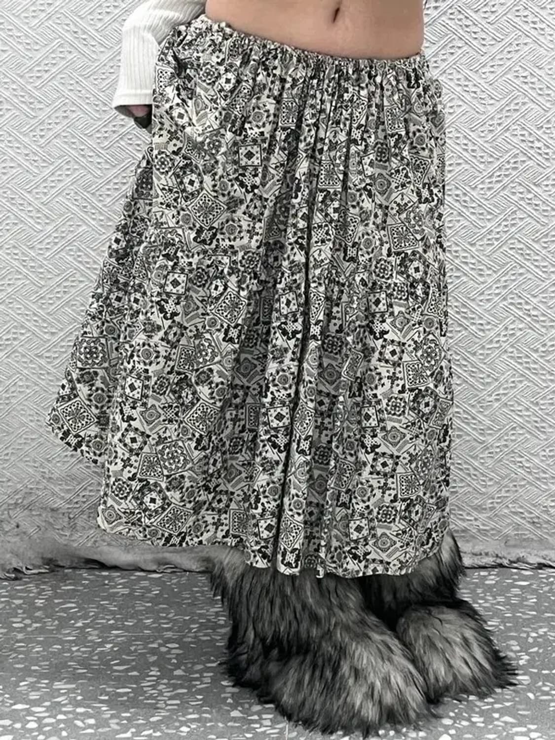 빈티지 에스닉 히피 모리걸 페이즐리 패턴 롱스커트 F C08267 상품이미지2