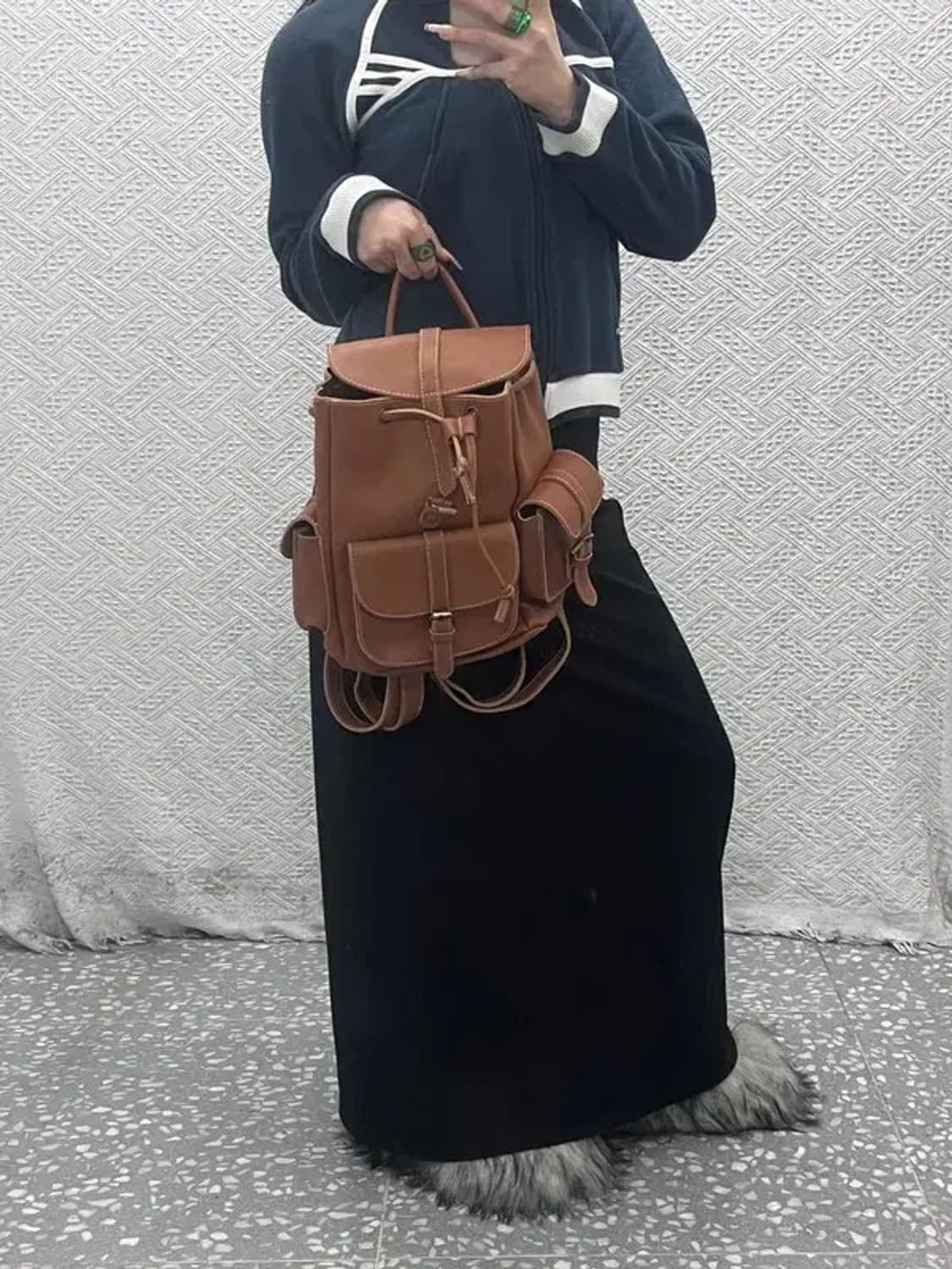 빈티지 포켓 포인트 플랩 캐주얼 심플 백팩 C08275 상품이미지2