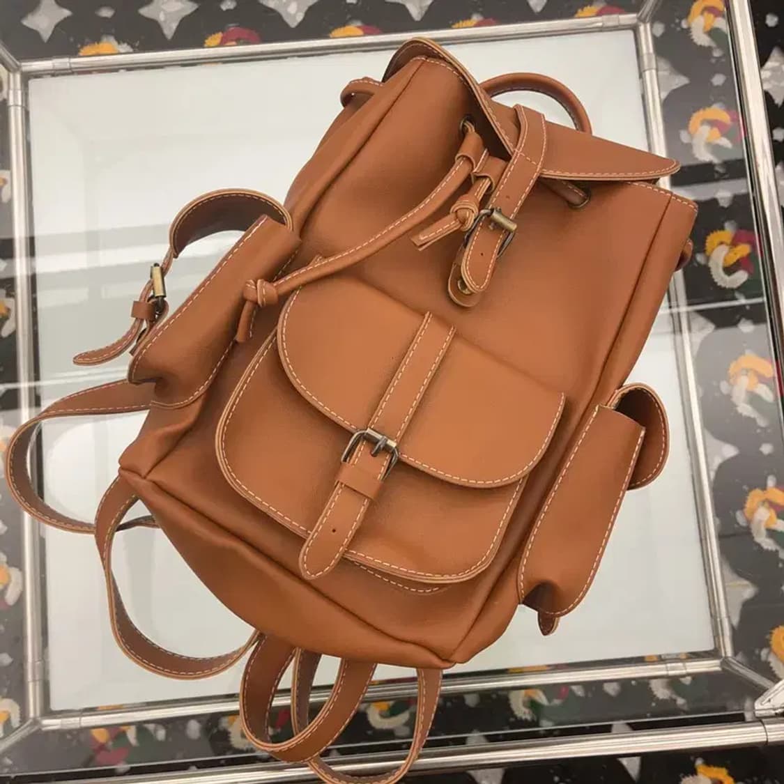 빈티지 포켓 포인트 플랩 캐주얼 심플 백팩 C08275 상품이미지3