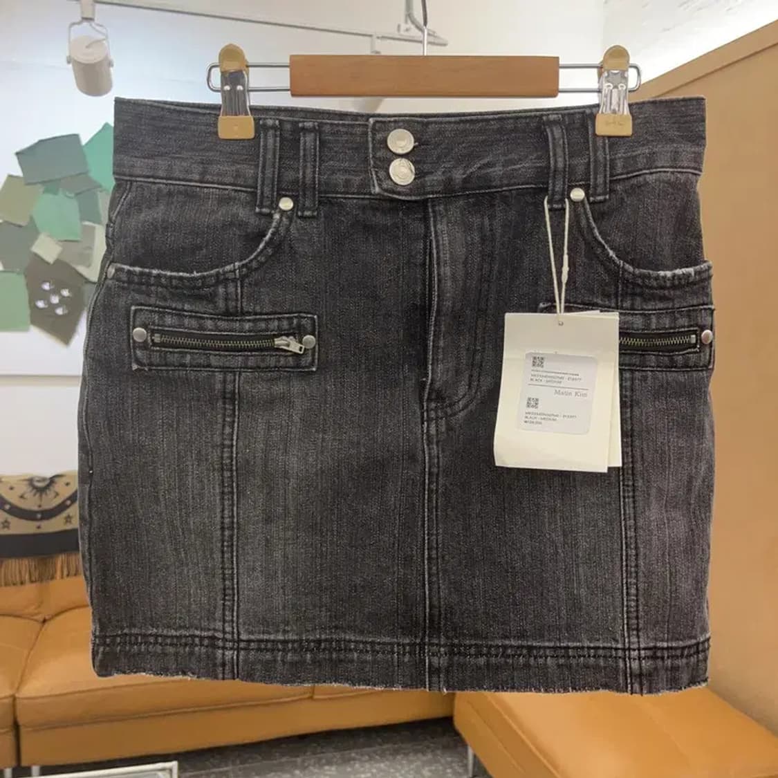 마똉킴 스트릿 빈티지 더블 지퍼 흑청 치마 M C08271 상품이미지2