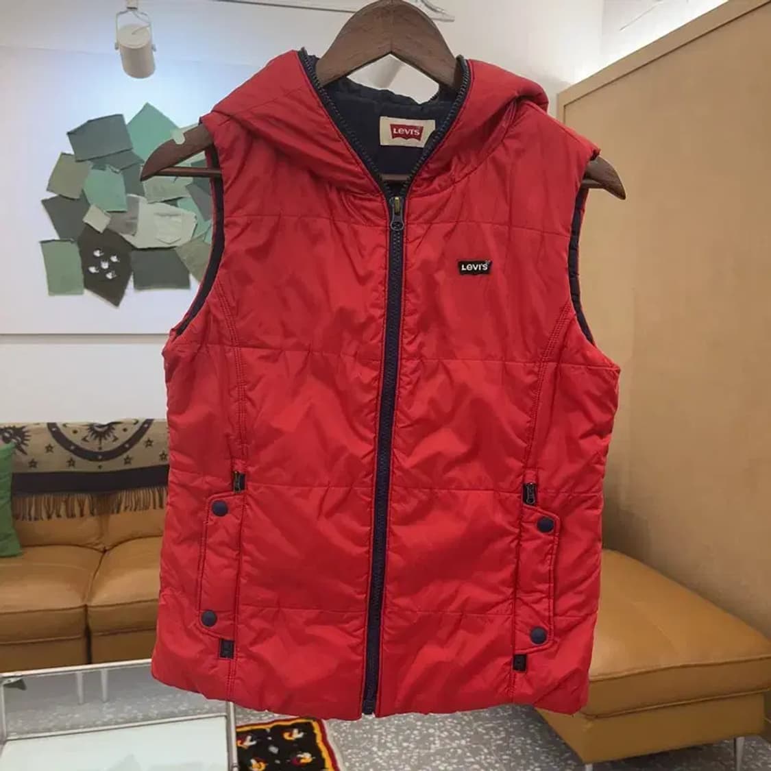 리바이스 레트로 빈티지로고 경량 패딩 조끼 90 C08291 상품이미지3