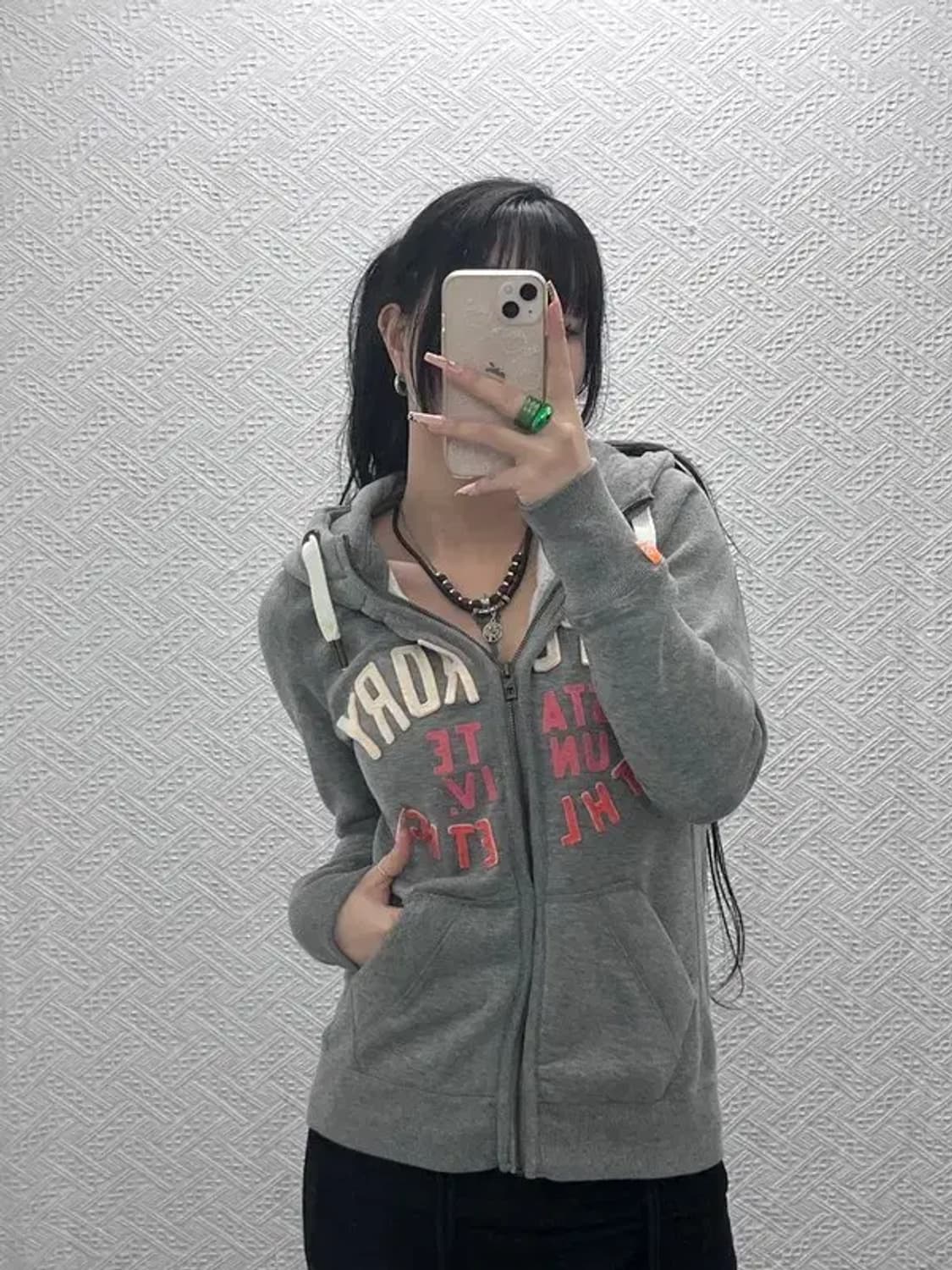 슈퍼드라이 빈티지 Y2K 키치 기모 후드 집업 S C08304 상품이미지1