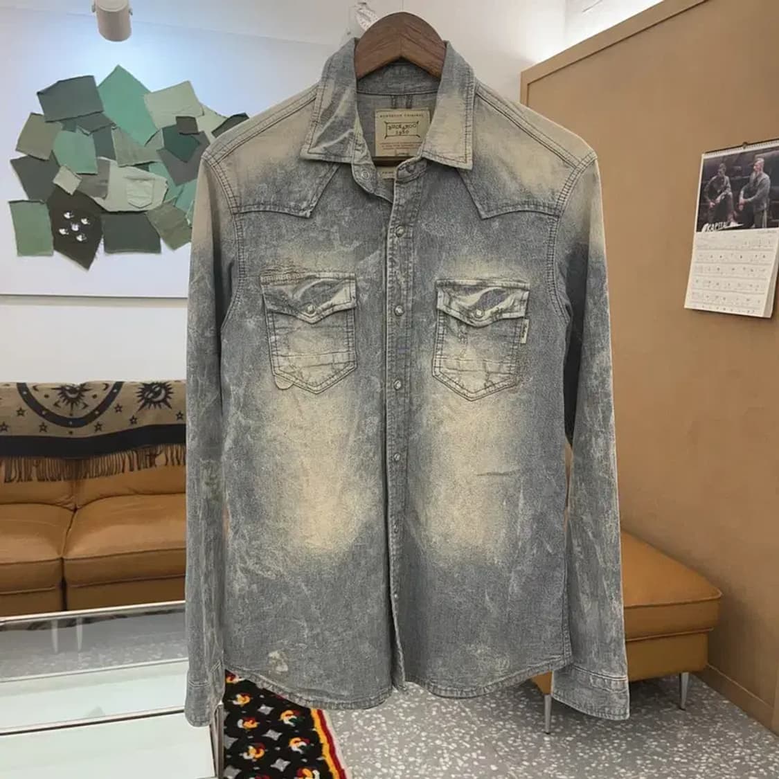 버커루 올드스쿨 컨트리 빈티지무드 워싱 데님 셔츠 L C08319 상품이미지3