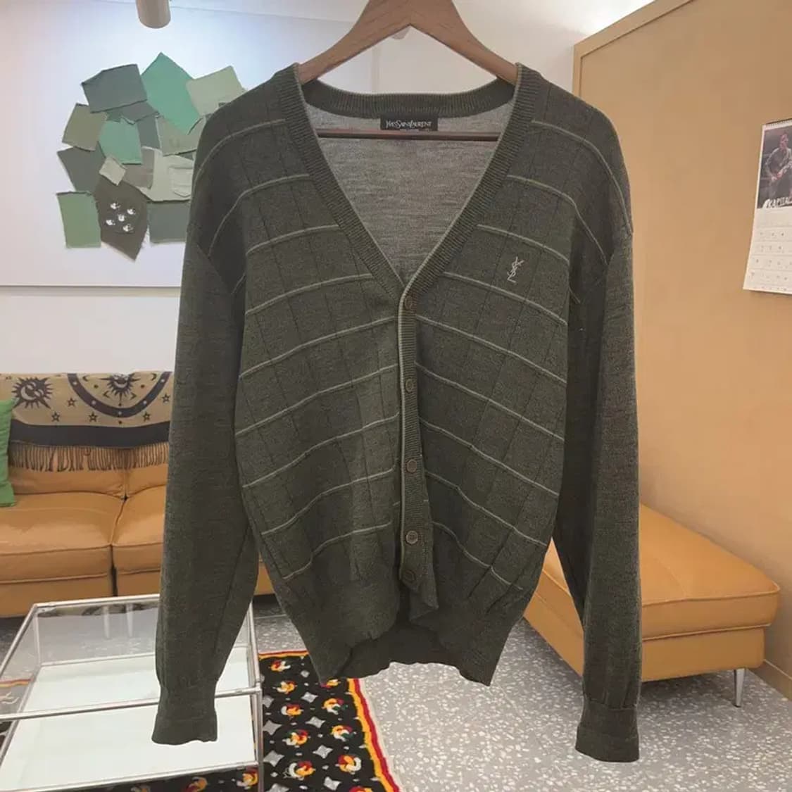입생로랑 YSL 모던캐주얼 말차카키 스트라이프 가디건 95 C08332 상품이미지3