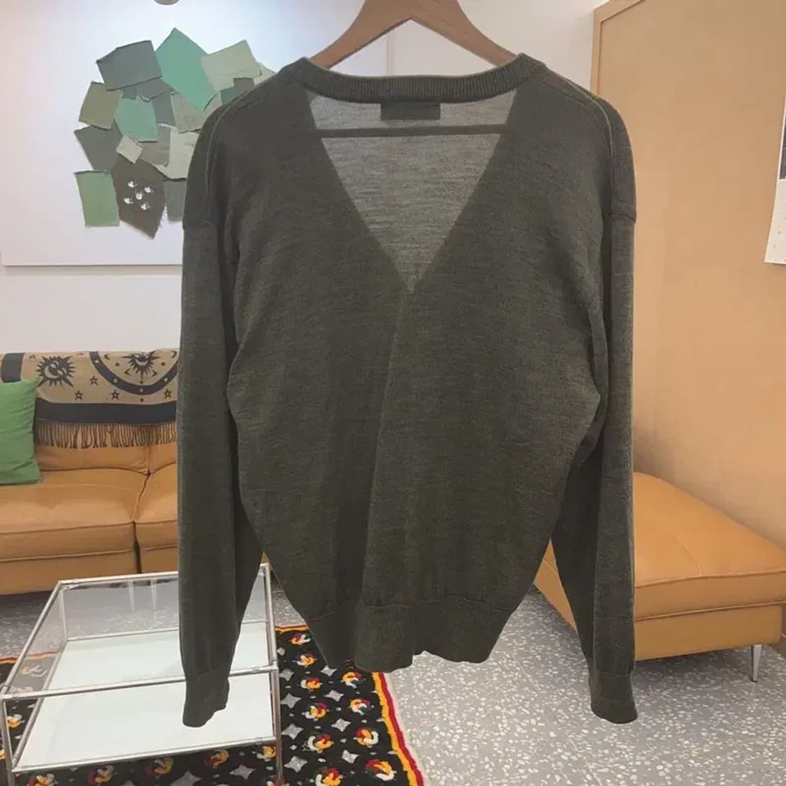 입생로랑 YSL 모던캐주얼 말차카키 스트라이프 가디건 95 C08332 상품이미지4