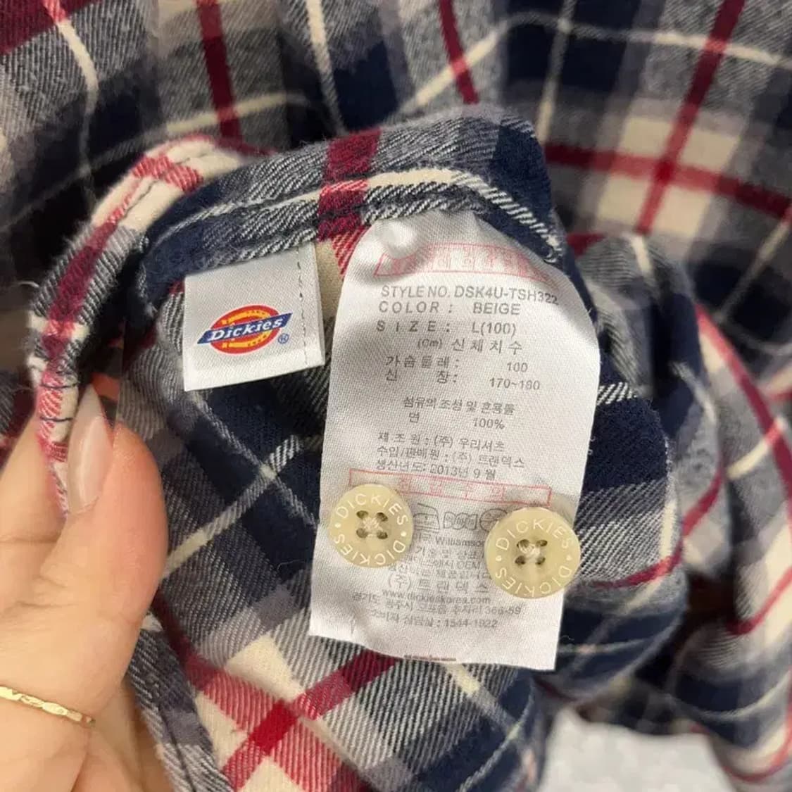 디키즈 빈티지 캐주얼 컨트리 체크 셔츠 L C08321 상품이미지6