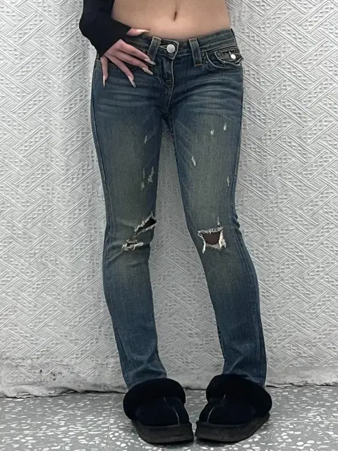 트루릴리전 쥴리 데미지 찢청 스판 데님 청바지 25인치 C08349 상품이미지1