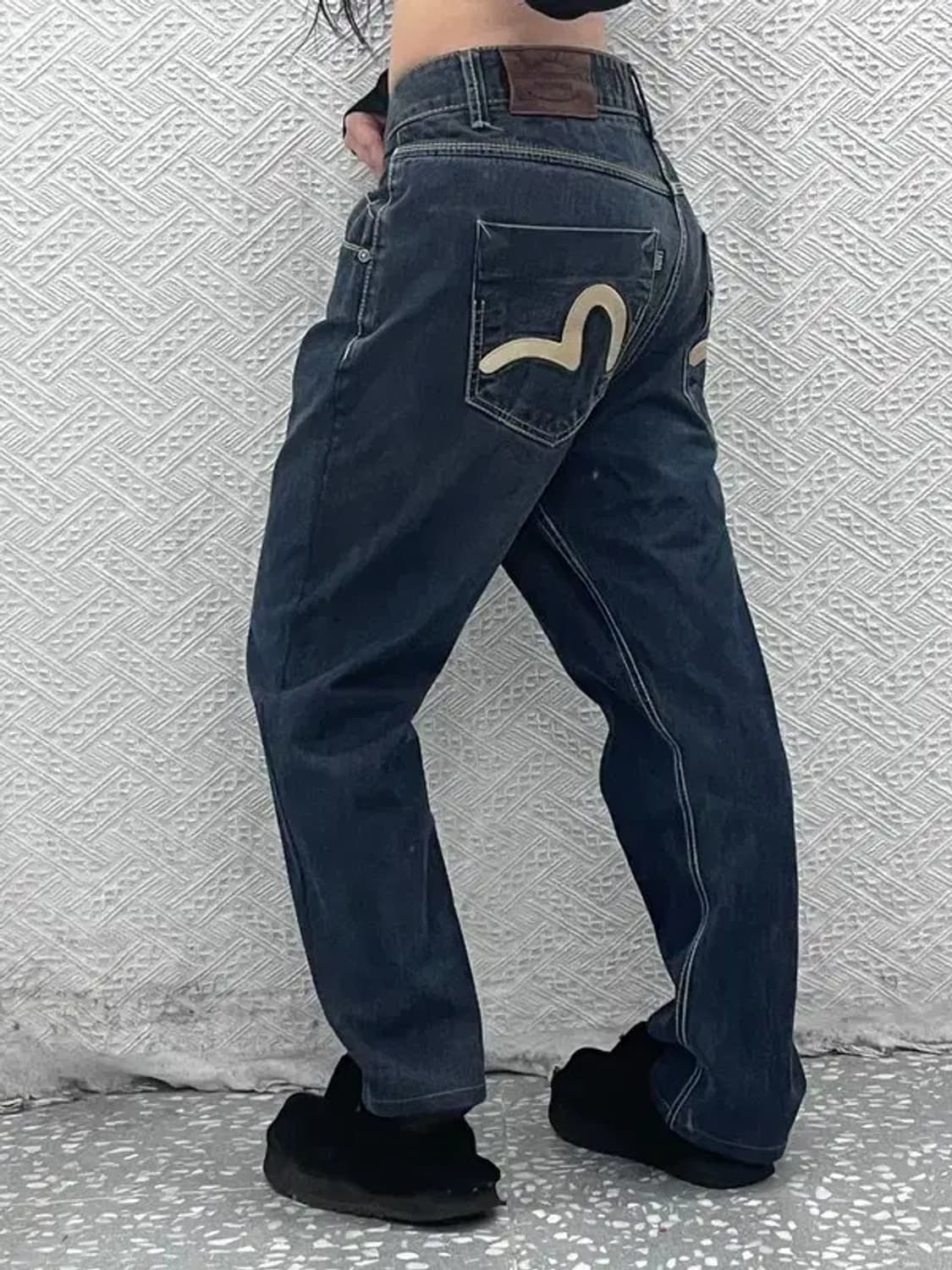 에비수 백포켓 레트로 로고 빅사이즈 데님팬츠 37인치 C08352 상품이미지1