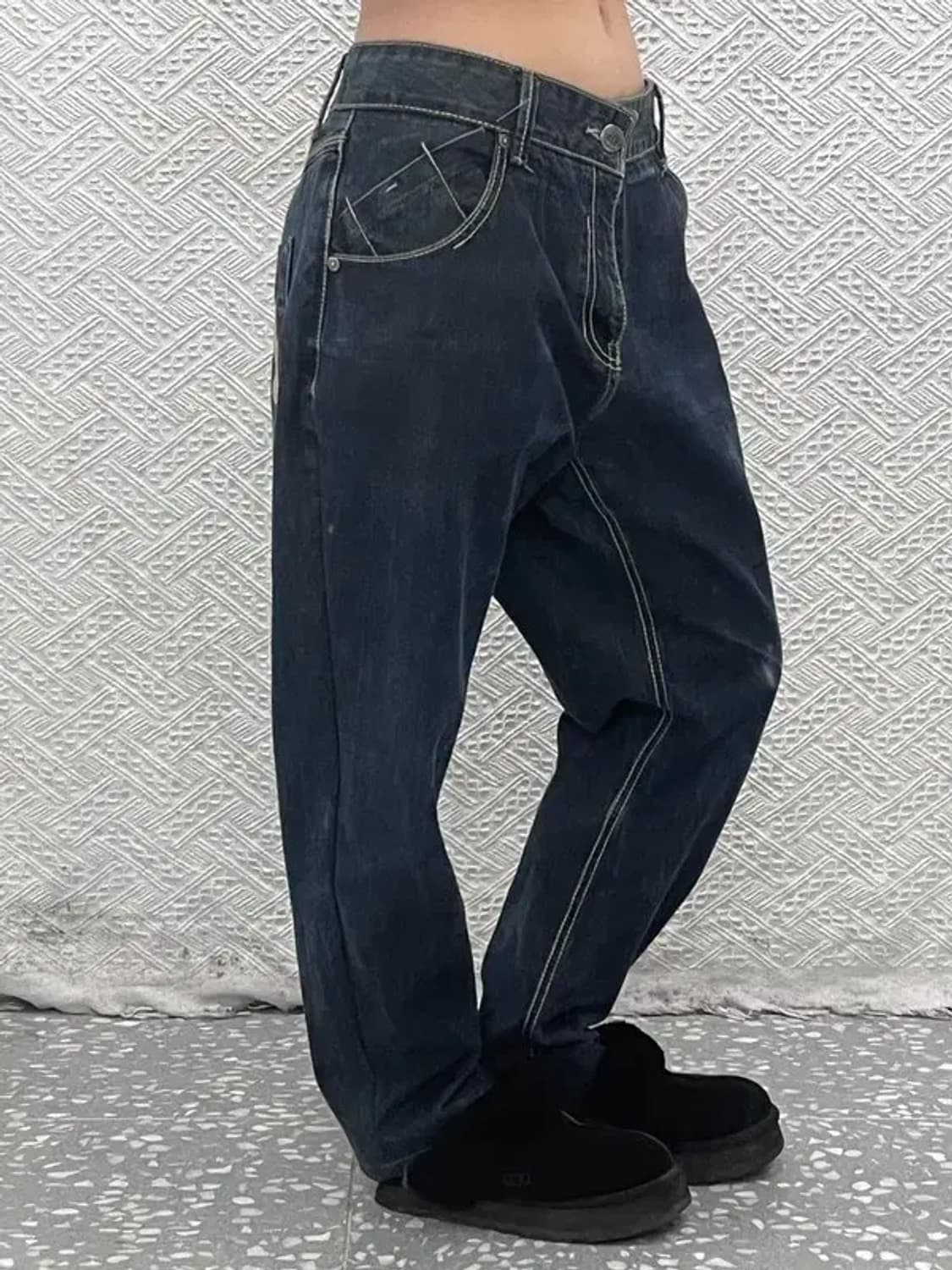 에비수 백포켓 레트로 로고 빅사이즈 데님팬츠 37인치 C08352 상품이미지2