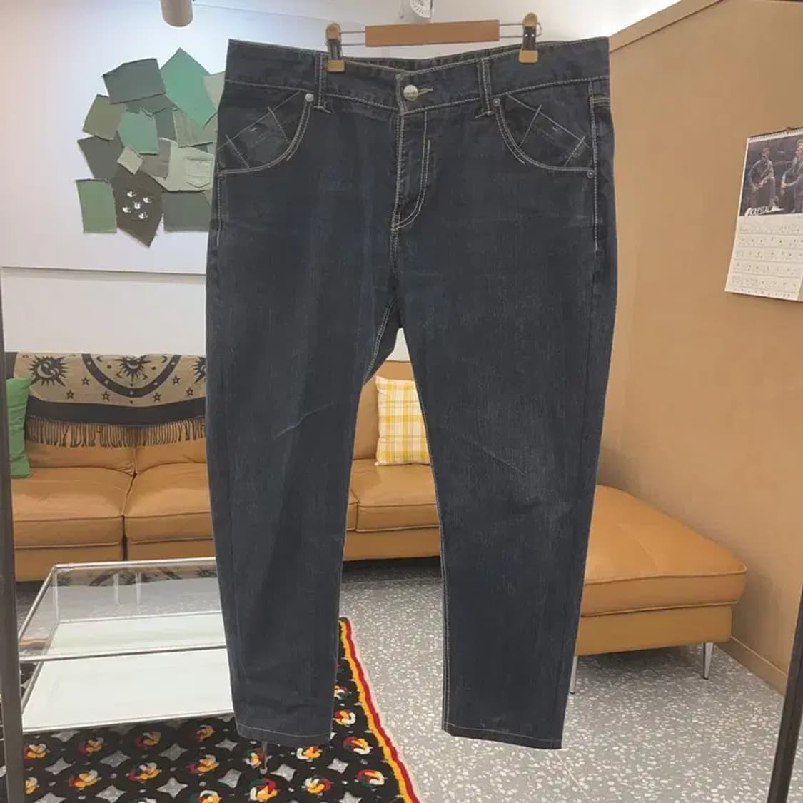 에비수 백포켓 레트로 로고 빅사이즈 데님팬츠 37인치 C08352 상품이미지3