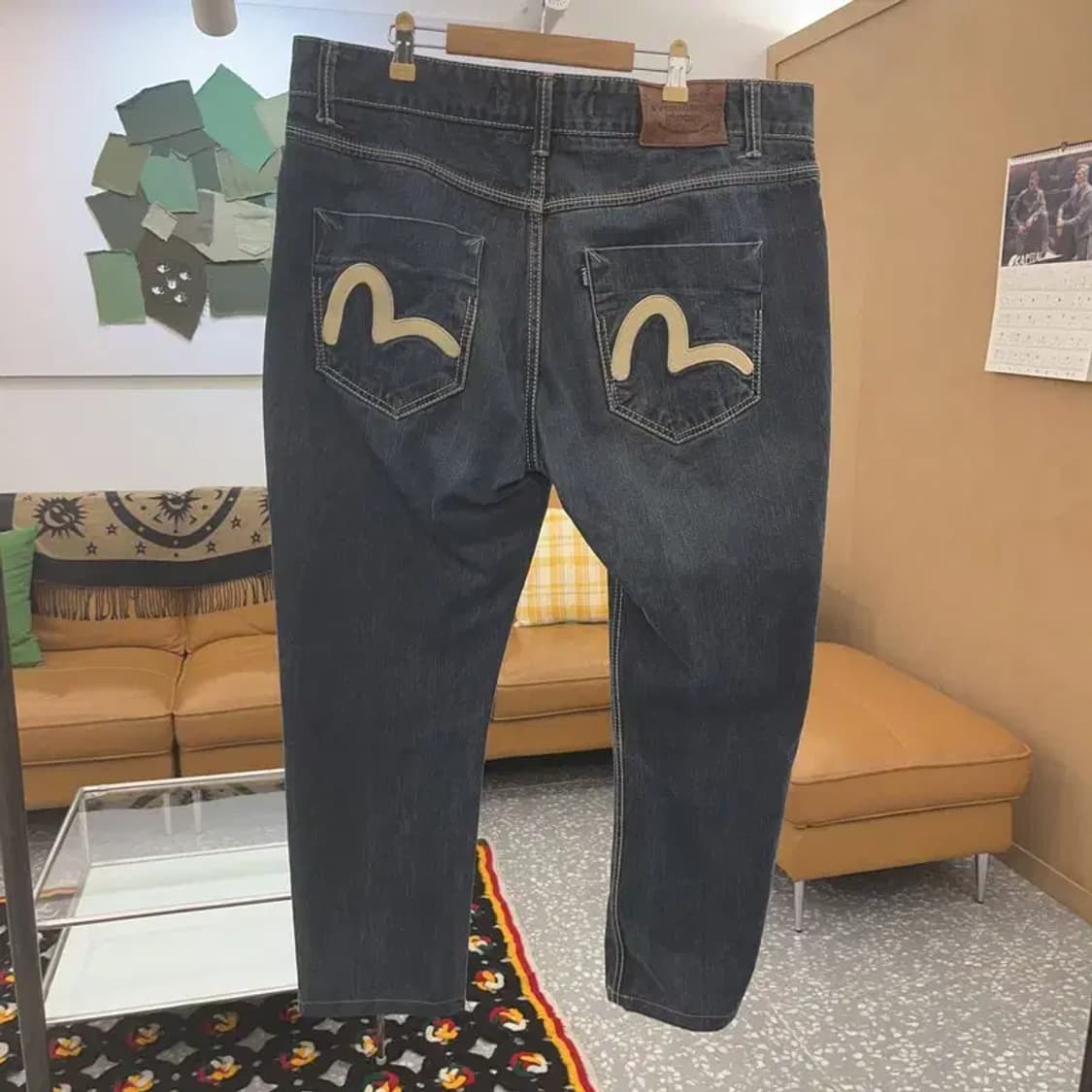 에비수 백포켓 레트로 로고 빅사이즈 데님팬츠 37인치 C08352 상품이미지4