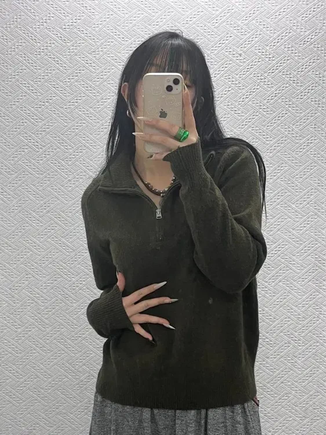 유니클로 X JW앤더슨 수플레얀 반집업 울혼방 니트 S C08370 상품이미지2