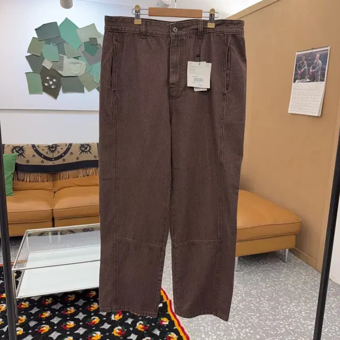 비슬로우 세미 와이드 커브드진 브라운 데님팬츠 34인치 C08395 상품이미지3