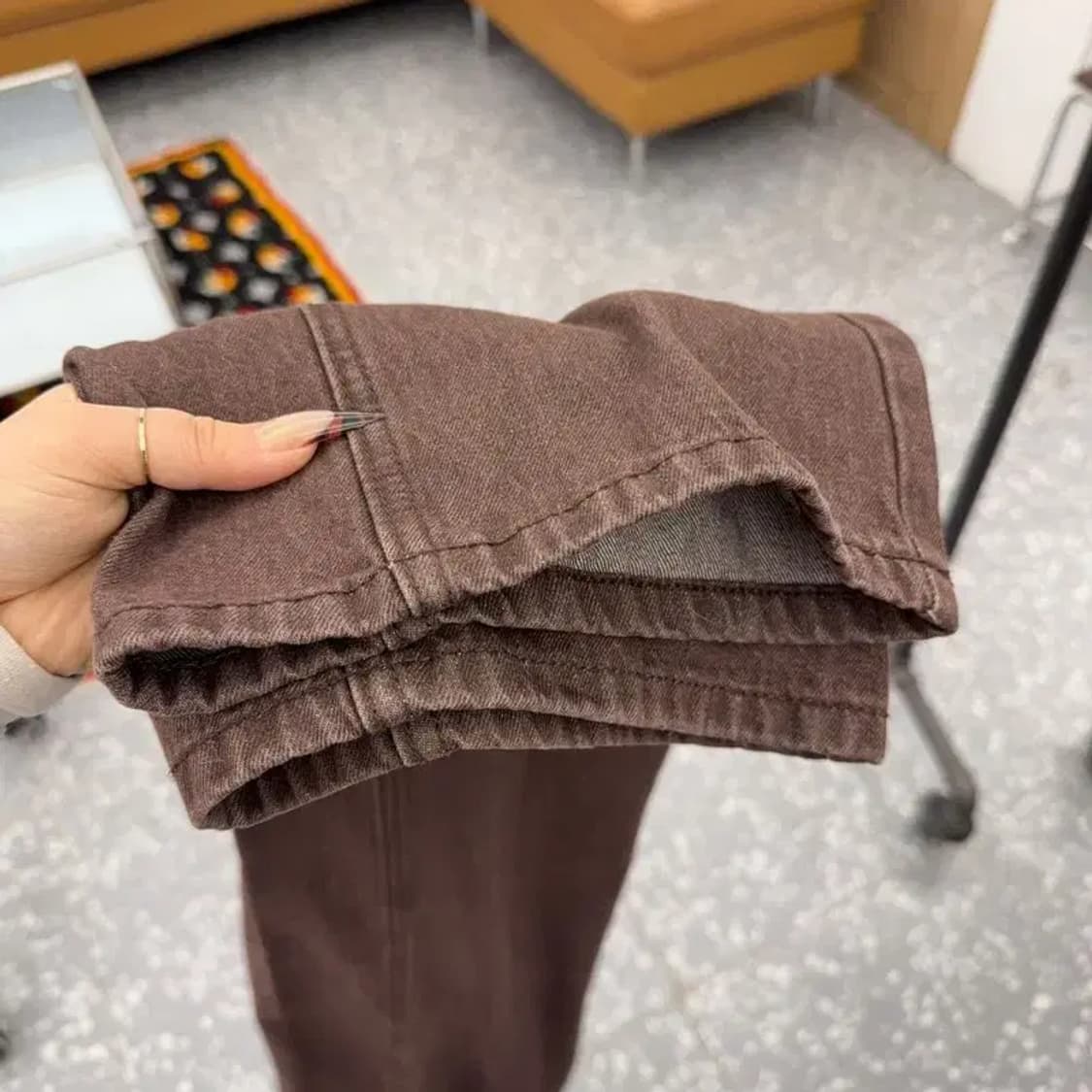 비슬로우 세미 와이드 커브드진 브라운 데님팬츠 34인치 C08395 상품이미지7