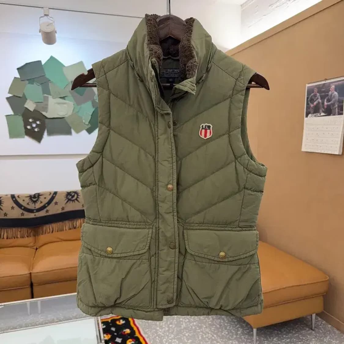 폴로 랄프로렌 빈티지 레트로 올리브카키 패딩조끼 XS C08369 상품이미지3