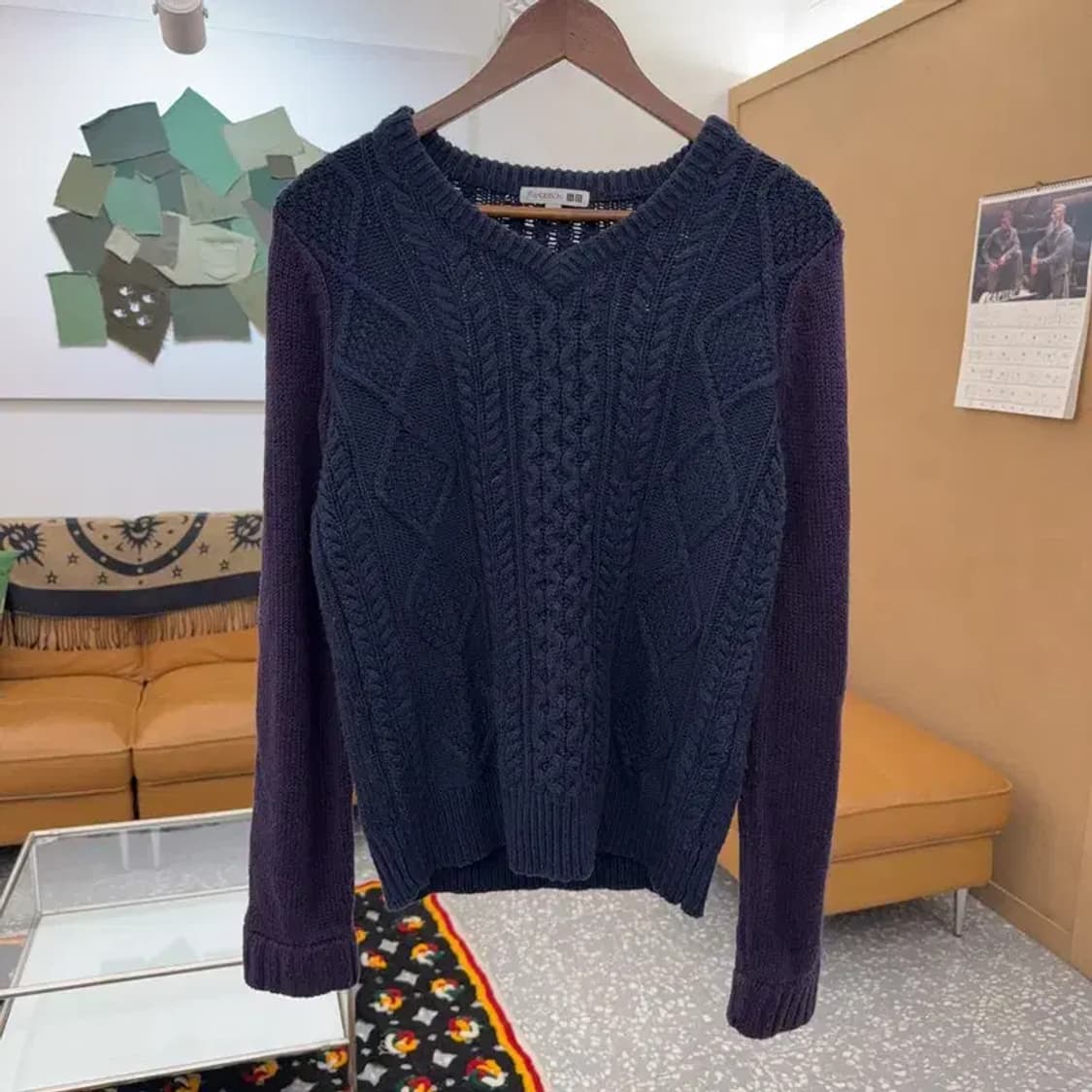 유니클로X JW앤더슨 모던캐주얼 울혼방 꽈배기 니트 L C08371 상품이미지3