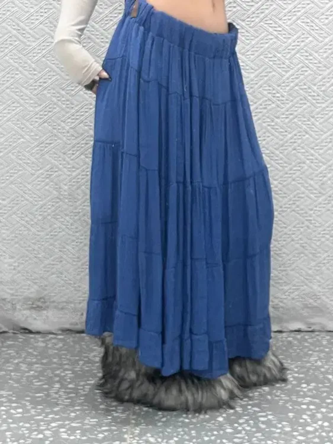 빈티지 모리걸 밴딩 여리 샤 롱스커트 30인치 C08418 상품이미지2