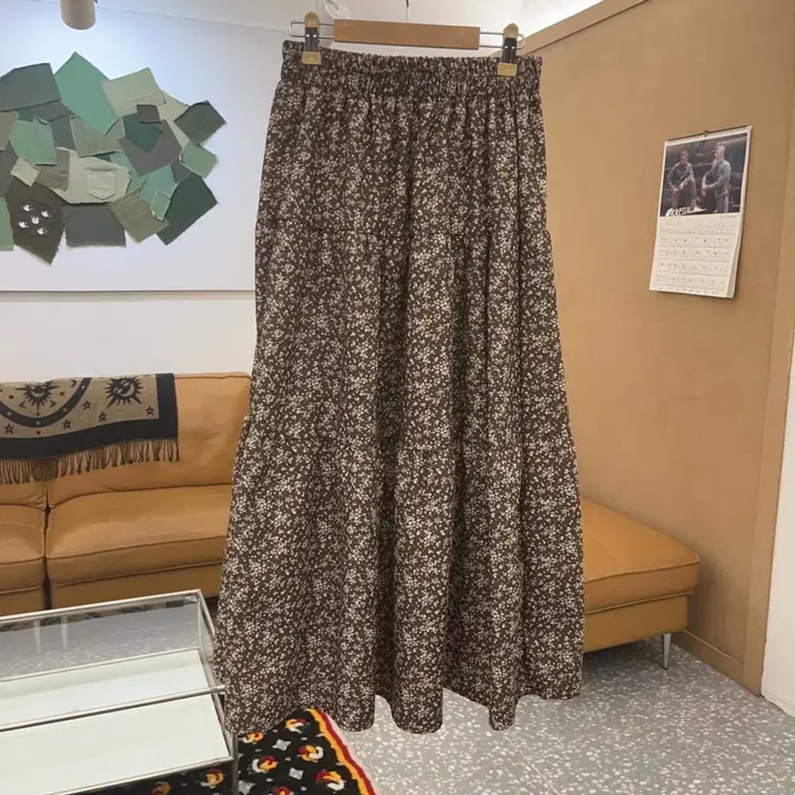 빈티지 밴딩 보헤미안 모리걸 잔꽃 플레어 롱스커트 24인치 C08419 상품이미지3