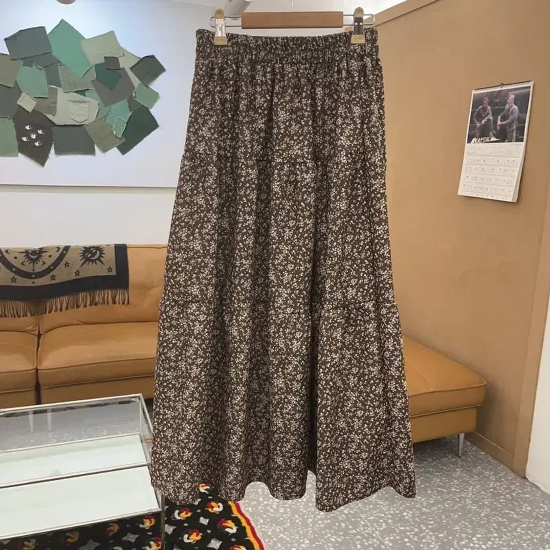 빈티지 밴딩 보헤미안 모리걸 잔꽃 플레어 롱스커트 24인치 C08419 상품이미지4