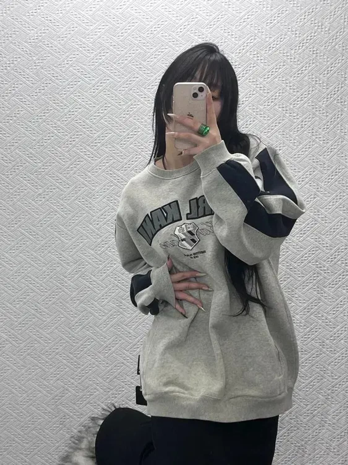 칼카니 레트로 블록코어 스트릿힙 빅로고 약기모 맨투맨 L C08459 상품이미지1