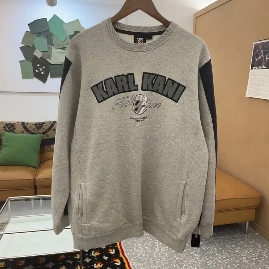 칼카니 레트로 블록코어 스트릿힙 빅로고 약기모 맨투맨 L C08459 상품이미지3