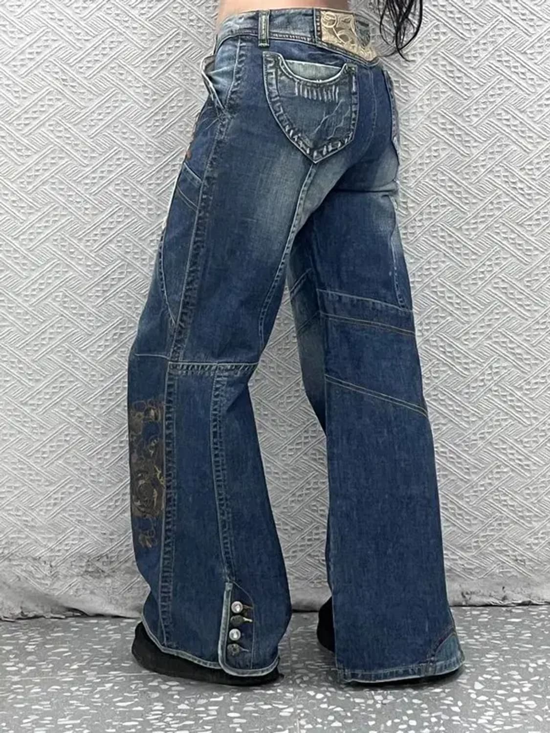 바닐라비 레트로 키치 레이스 패치 데님팬츠 27인치 C08463 상품이미지2