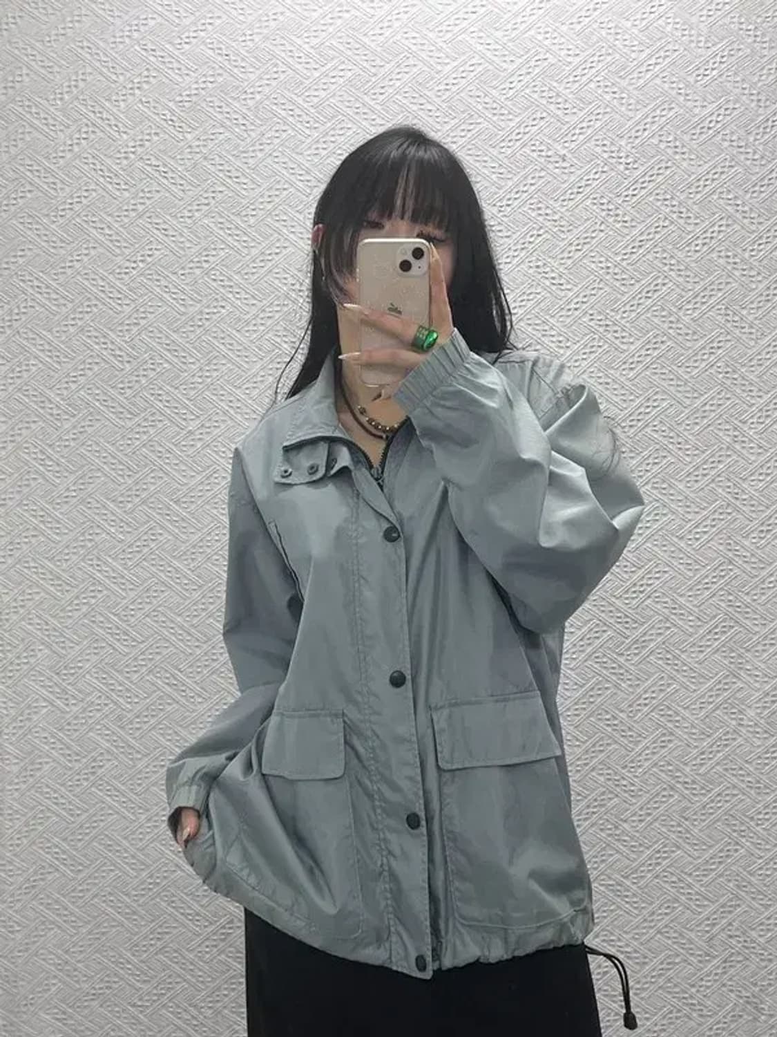 나이키 올드스쿨 테크웨어 유광 실버 오버핏 바람막이 M C08445 상품이미지1