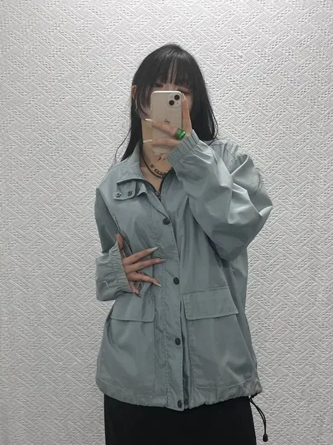 나이키 올드스쿨 테크웨어 유광 실버 오버핏 바람막이 M C08445 상품이미지2