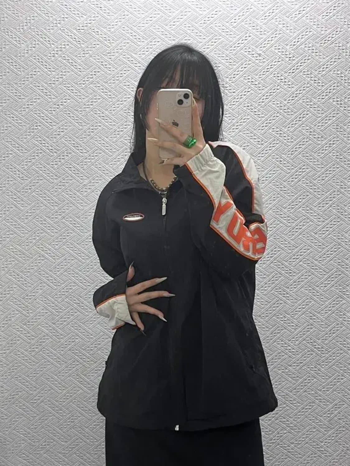 널디 올드스쿨 레트로 키치 슬리브로고 바람막이 자켓 L C08453 상품이미지2