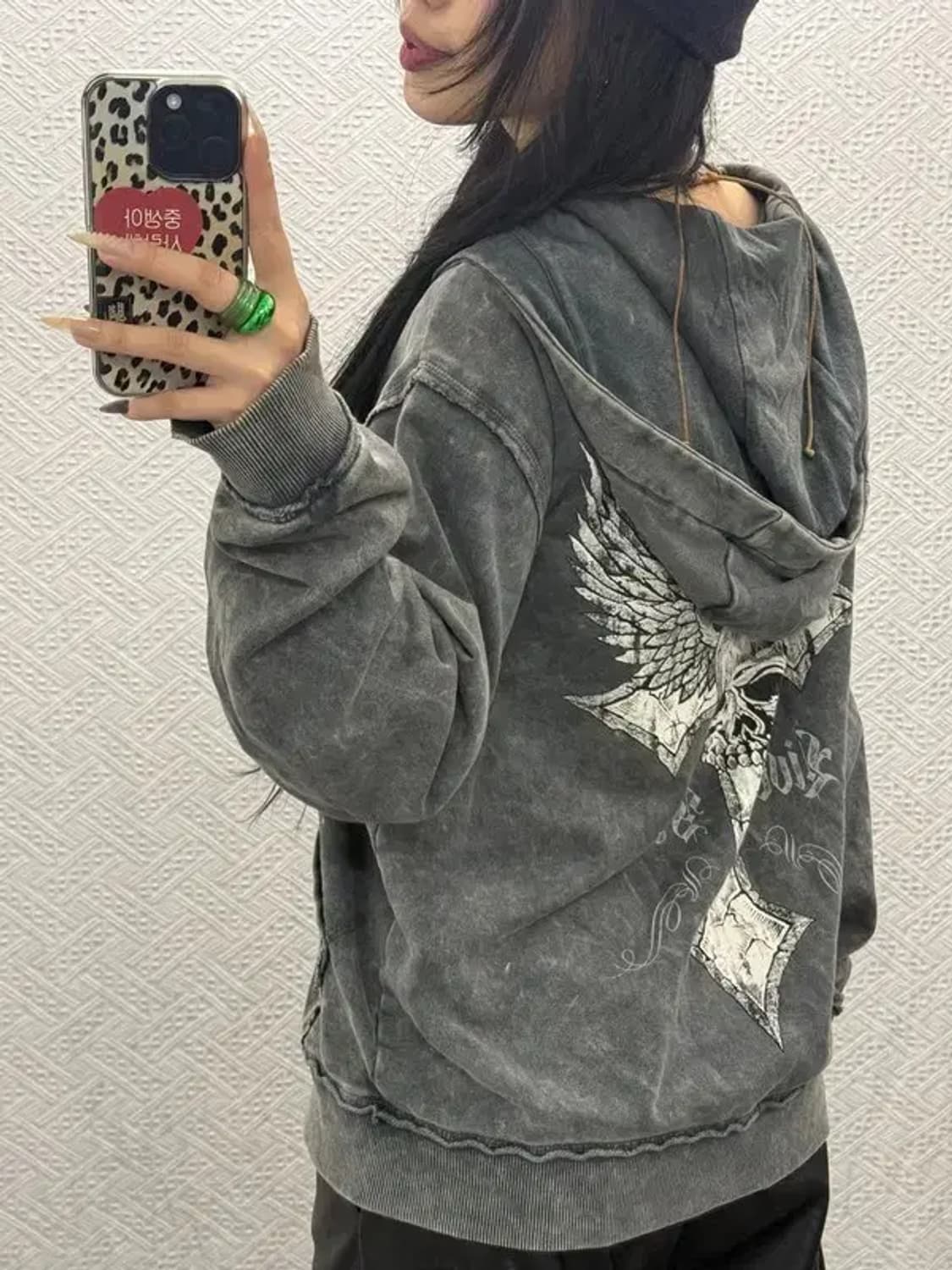 버커루 스트릿 고딕 고어 스컬 빈티지 데미지 후드집업 L C08486 상품이미지1