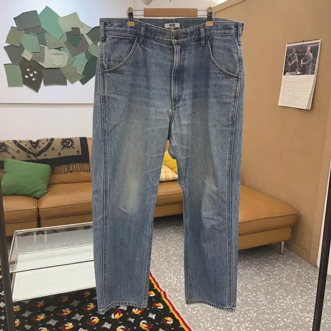 유니클로 U 빈티지 워싱 연청 데님팬츠 34인치 C08506 상품이미지3