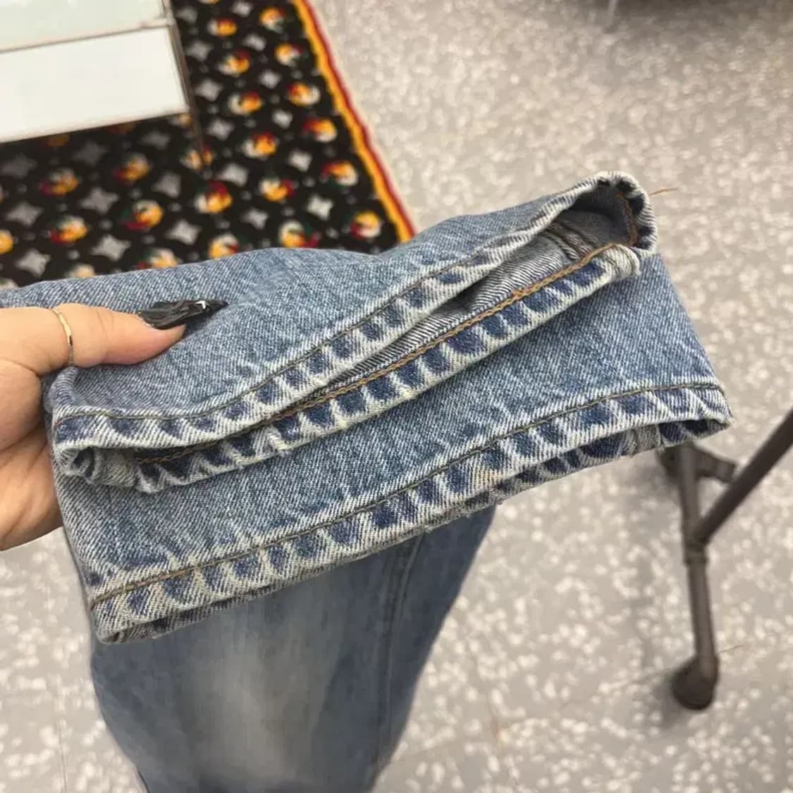 유니클로 U 빈티지 워싱 연청 데님팬츠 34인치 C08506 상품이미지6