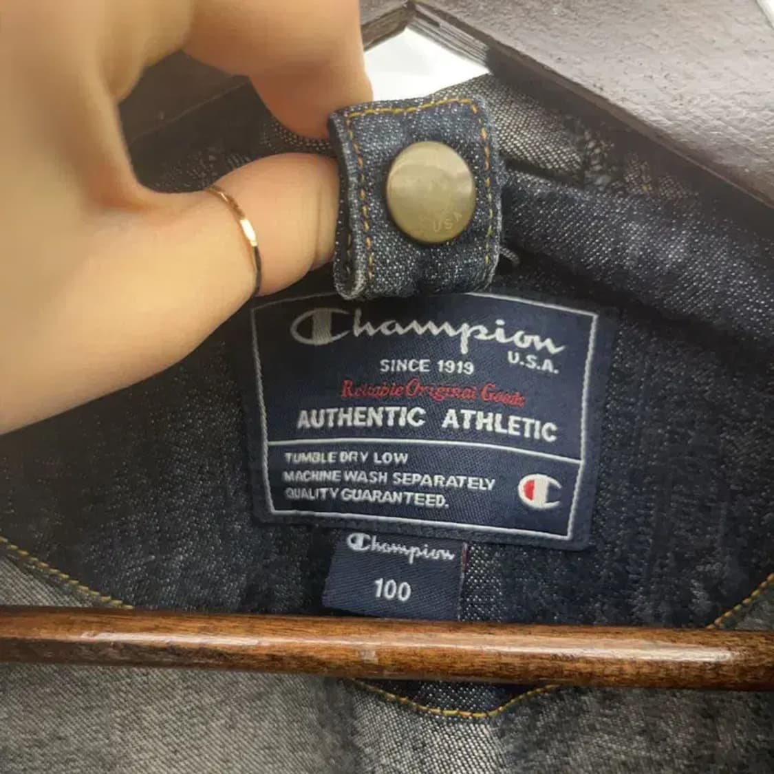 챔피언 올드스쿨 캐주얼 빈티지 미디 데님 자켓 100 C08500 상품이미지5