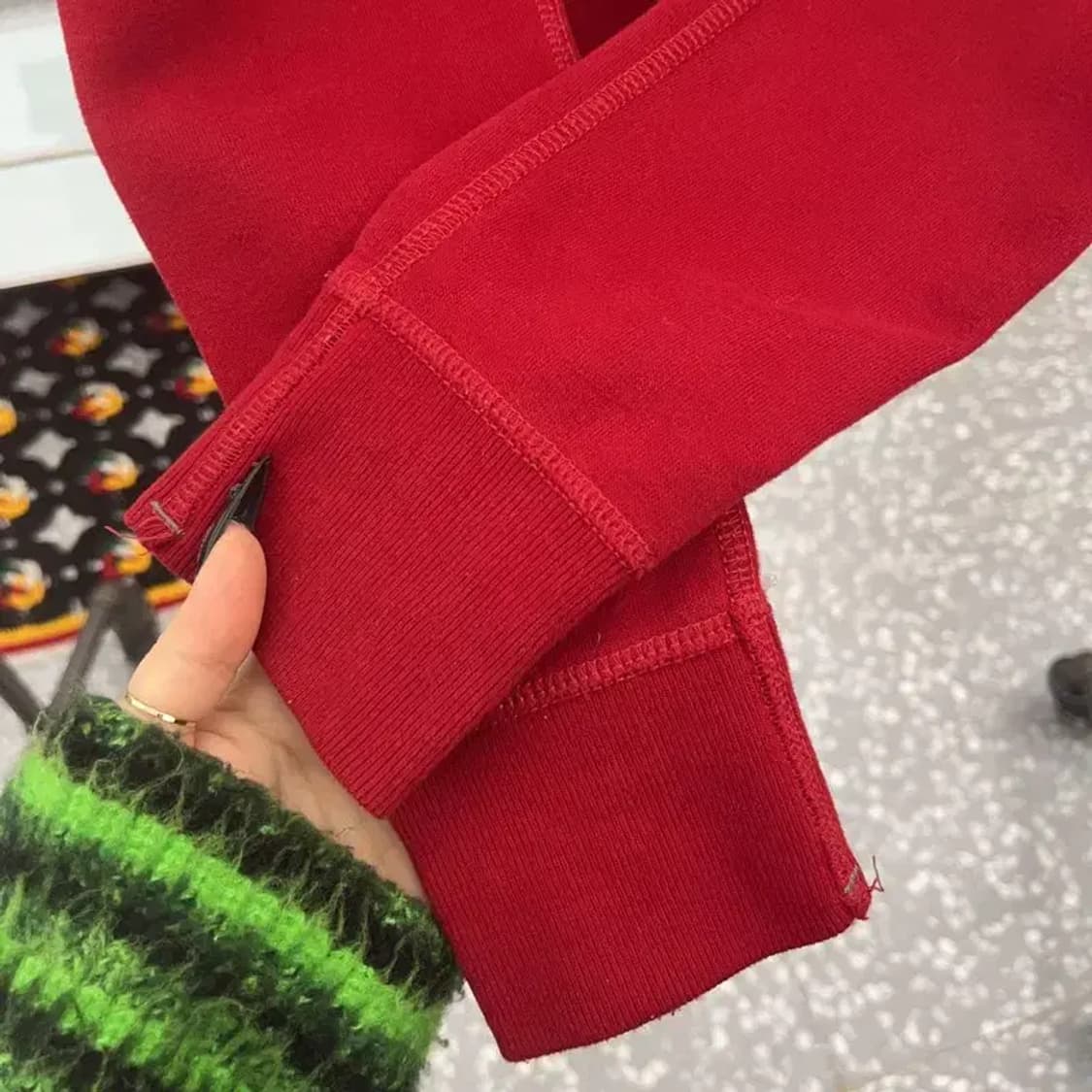 아베크롬비 Y2K 00's 딥레드 슬림핏 약기모 후드티 L C08536 상품이미지7