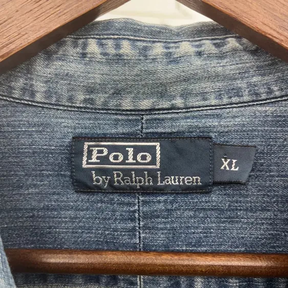 폴로 랄프로렌 빈티지 워싱 워크 데님 셔츠 XL C08520 상품이미지5