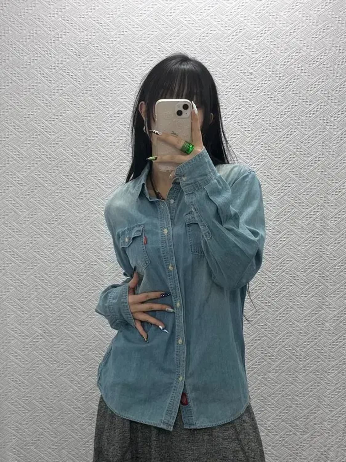 디키즈 웨스턴 빈티지무드 워싱 데님 셔츠 L C08538 상품이미지2