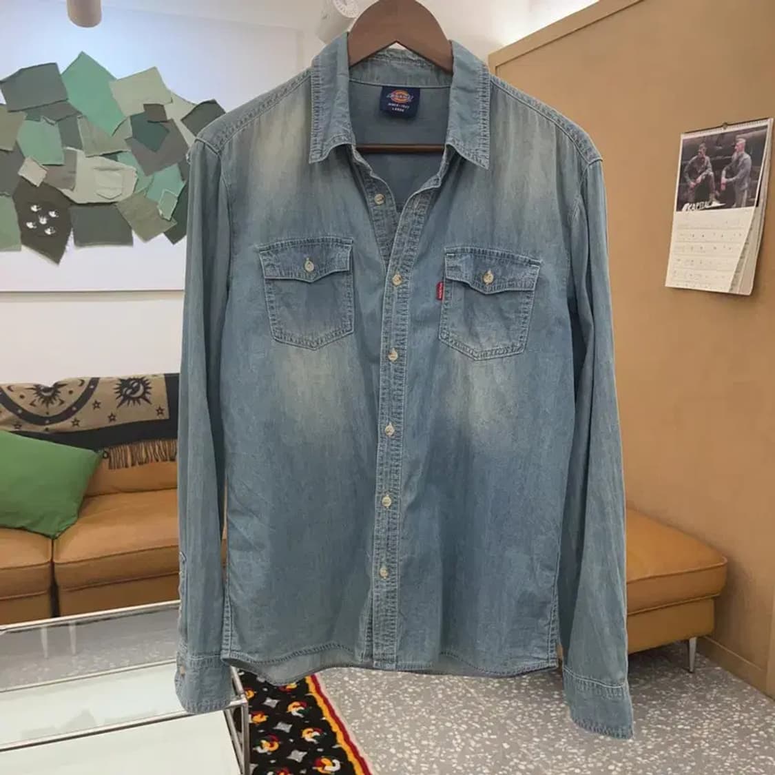 디키즈 웨스턴 빈티지무드 워싱 데님 셔츠 L C08538 상품이미지3