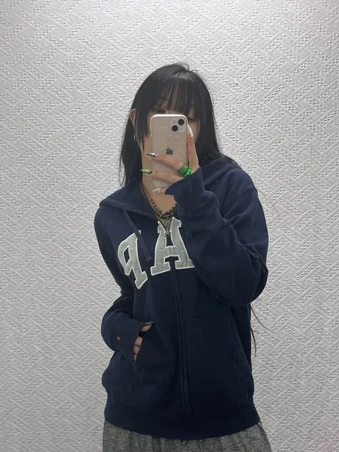 갭 올드스쿨 레트로 Y2K 빅로고 약기모 후드집업 M C08523 상품이미지1