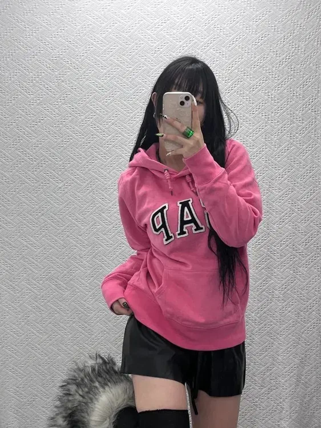 갭 Y2K 00's 키치 딸기맛 핫핑크 약기모 후드티 L C08559 상품이미지1