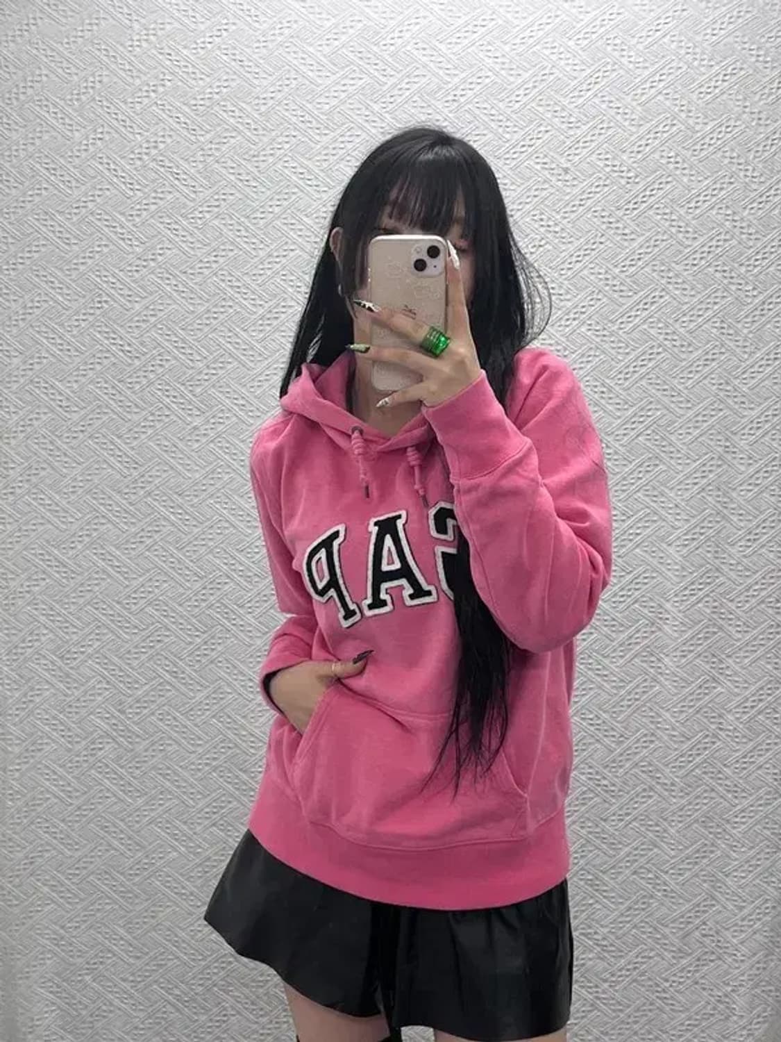 갭 Y2K 00's 키치 딸기맛 핫핑크 약기모 후드티 L C08559 상품이미지2