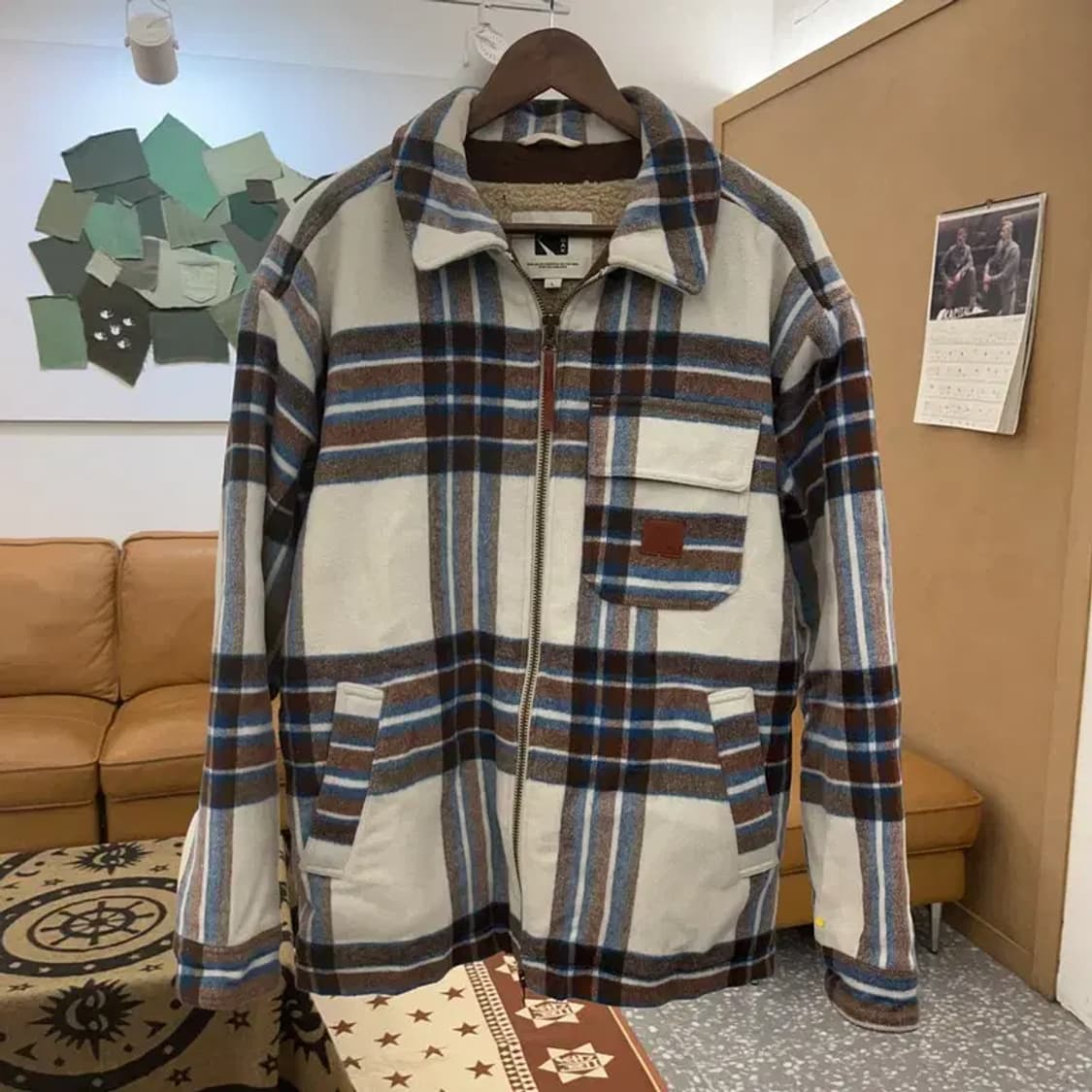 코닥 빈티지 컨트리 체크 울 모직 자켓 L C08560 상품이미지3