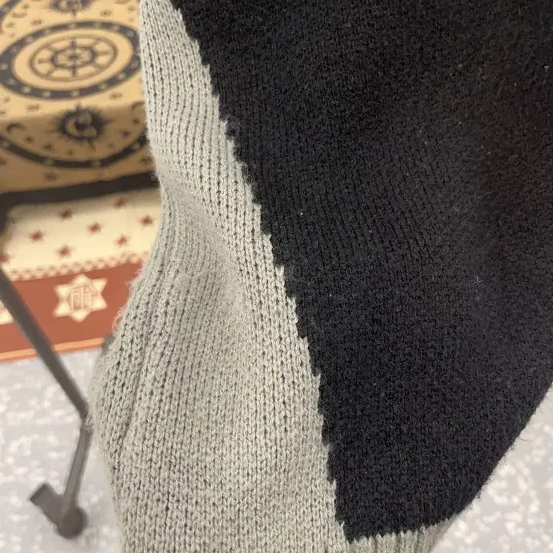 꼼파뇨 커브드 블록 스트릿 힙합 니트 집업 가디건 M C08568 상품이미지7