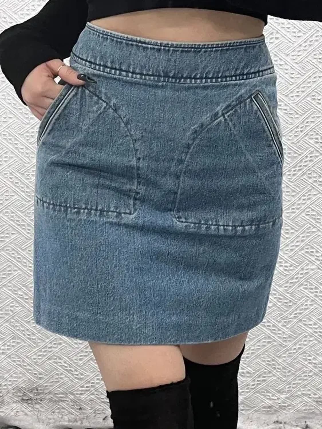 아페쎄 캐주얼 유니크 빅포켓 미니스커트 데님 청치마 34 C08587 상품이미지2