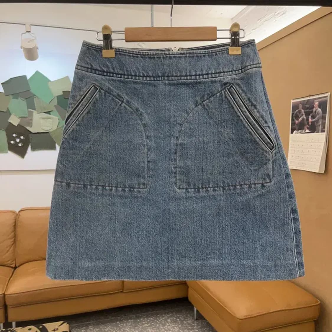 아페쎄 캐주얼 유니크 빅포켓 미니스커트 데님 청치마 34 C08587 상품이미지3