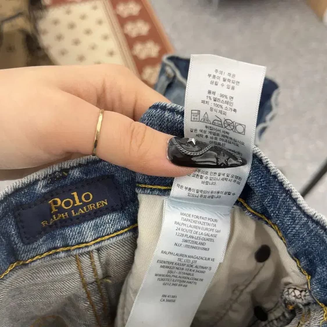 폴로 랄프로렌 빈티지 소가죽패치 워싱 데님팬츠 35인치 C08592 상품이미지6