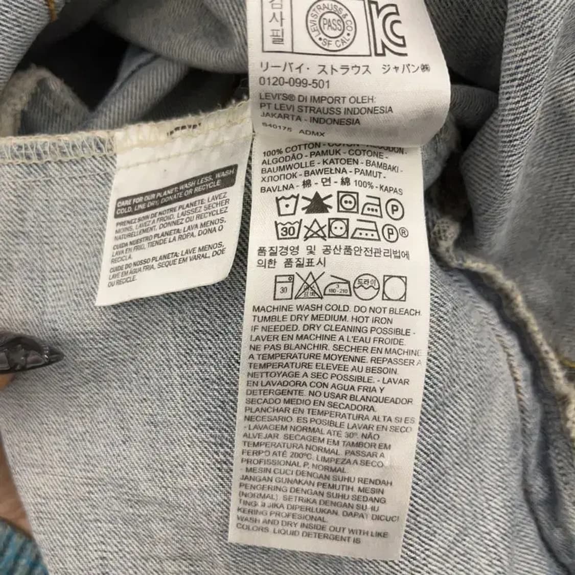 리바이스 빈티지 컨트리 트러커 워싱 연청 데님자켓 L C08584 상품이미지6