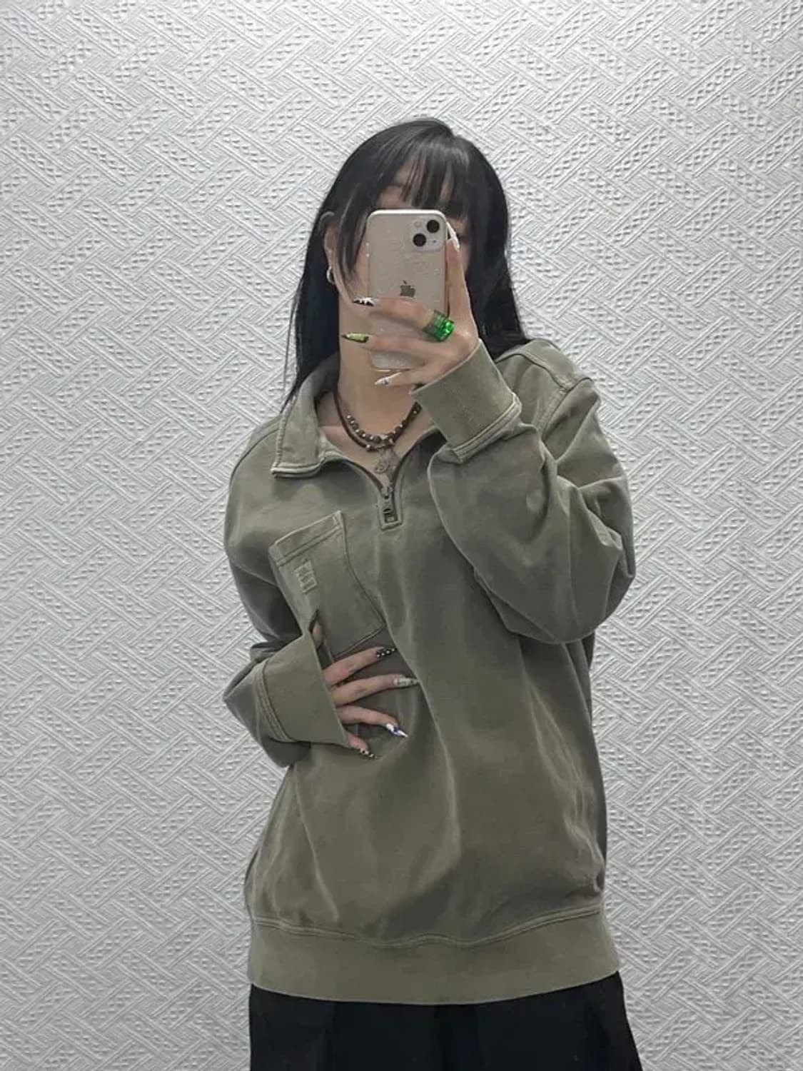 팀버랜드 빈티지 그런지 캐주얼 반집업 맨투맨 L C08611 상품이미지1